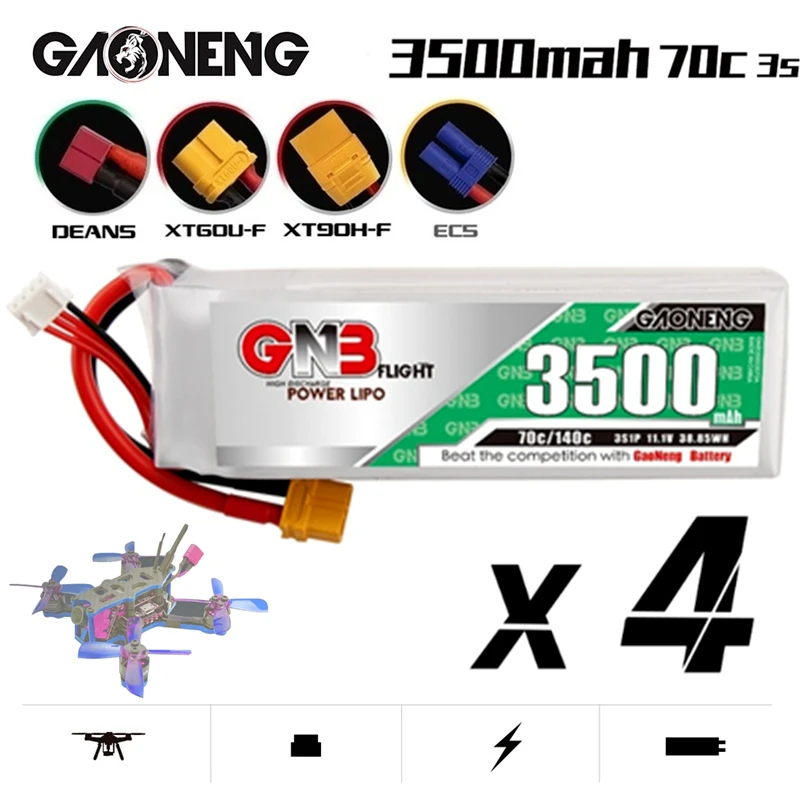 4PACKS GNB MAX 140C Lipo Battery 3S1P 11.1V Light Weight 3500mAh 70C XT60/XT90S Plug For FPV Drone UAV RC Helicopter RC Car Boat
4PACKS GNB MAX 140C Lipo Battery 3S1P 11.1V Light Weight 3500mAh 70C XT60/XT90S Plug For FPV Drone UAV RC Helicopter RC Car Boat