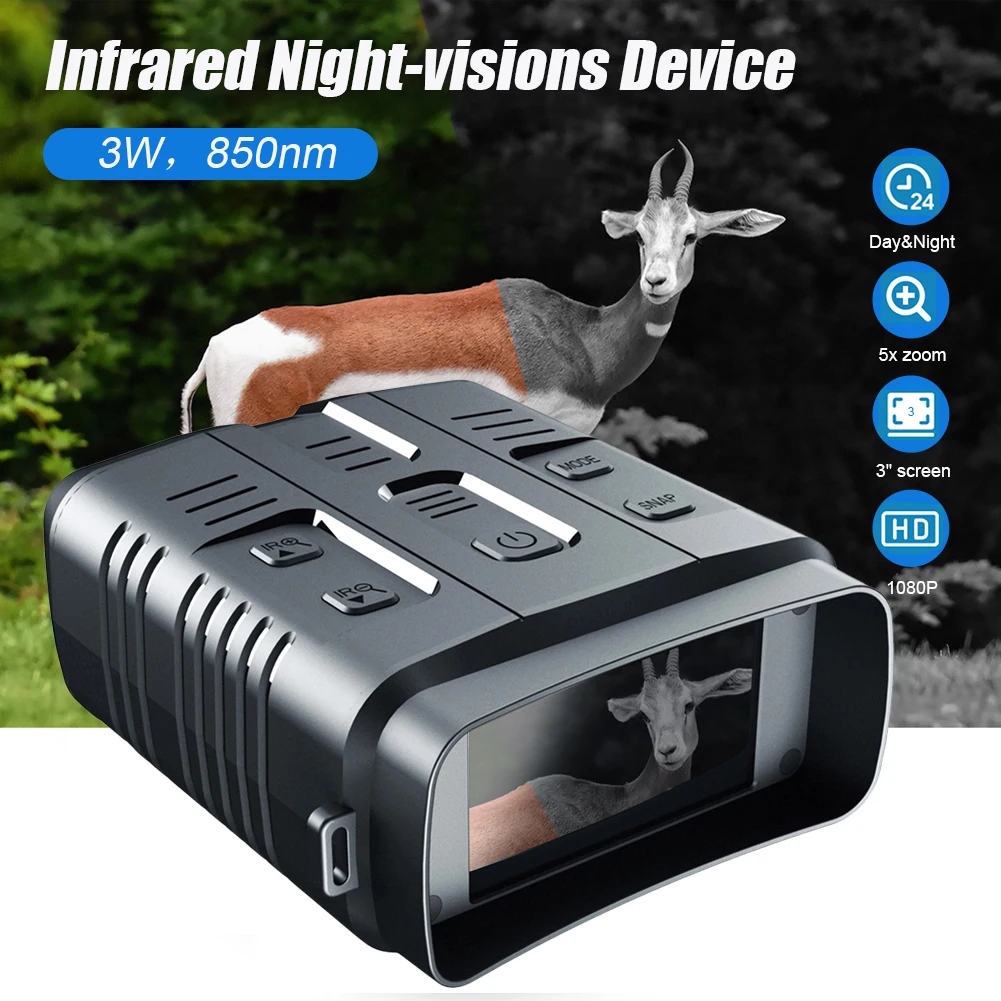 Binoculars Night Vision Device IR Hunting Telescope 1080P HD 5X Digital Zoom 300M Full Dark Viewing Distance Hunting Telescope
Binoculars Night Vision Device IR Hunting Telescope 1080P HD 5X Digital Zoom 300M Full Dark Viewing Distance Hunting Telescope