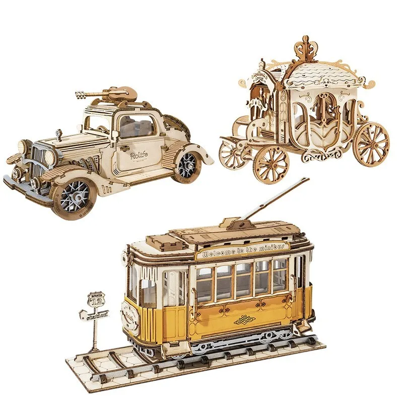 TiMe 3 Kinds DIY 3D Transportation Wooden Model Building Kits Vintage Car Tramcar Carriage Toy Gift for Children Adult
TiMe 3 Kinds DIY 3D Transportation Wooden Model Building Kits Vintage Car Tramcar Carriage Toy Gift for Children Adult