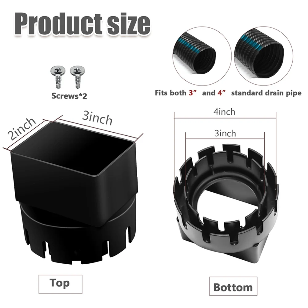 Downspout Adapter Pipe Convertor Pipe Fittings With Screws Kits 3x4/2x3inch Durable For Corrugated Landscape Pipe
Downspout Adapter Pipe Convertor Pipe Fittings With Screws Kits 3x4/2x3inch Durable For Corrugated Landscape Pipe