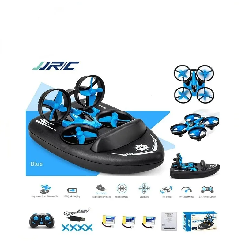 3 in 1Upgraded JJRC H36F Mini Drone Helicopter 2.4G 4CH 6-Axis Gyro Speed 3D Flip Headless Mode RTF Boat Water Ground Air 3-mode
3 in 1Upgraded JJRC H36F Mini Drone Helicopter 2.4G 4CH 6-Axis Gyro Speed 3D Flip Headless Mode RTF Boat Water Ground Air 3-mode