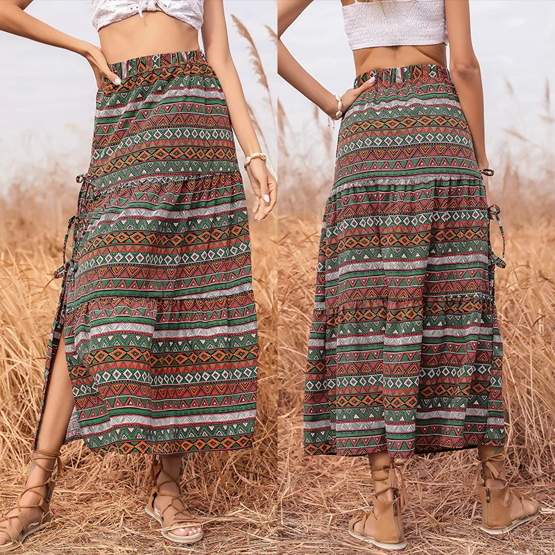 Summer 2022 women clothing National Style Printing Long skirt Split Fork woman skirts
Summer 2022 women clothing National Style Printing Long skirt Split Fork woman skirts