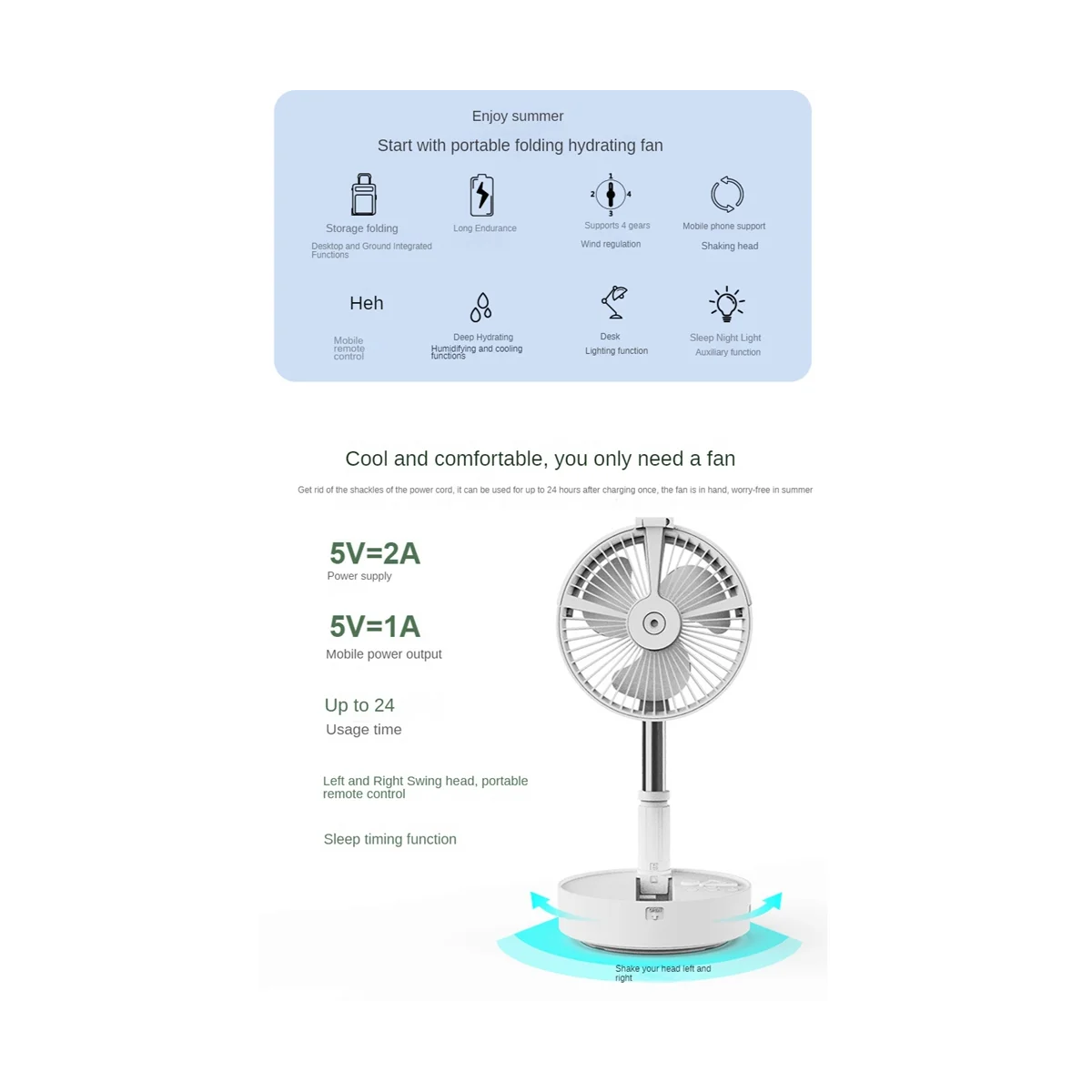 Portable Folding Retractable Floor Low Noise 7200MAh Spray Fan Outdoor Rechargeable Summer Fan Bedroom Desk Cooling-B
Portable Folding Retractable Floor Low Noise 7200MAh Spray Fan Outdoor Rechargeable Summer Fan Bedroom Desk Cooling-B