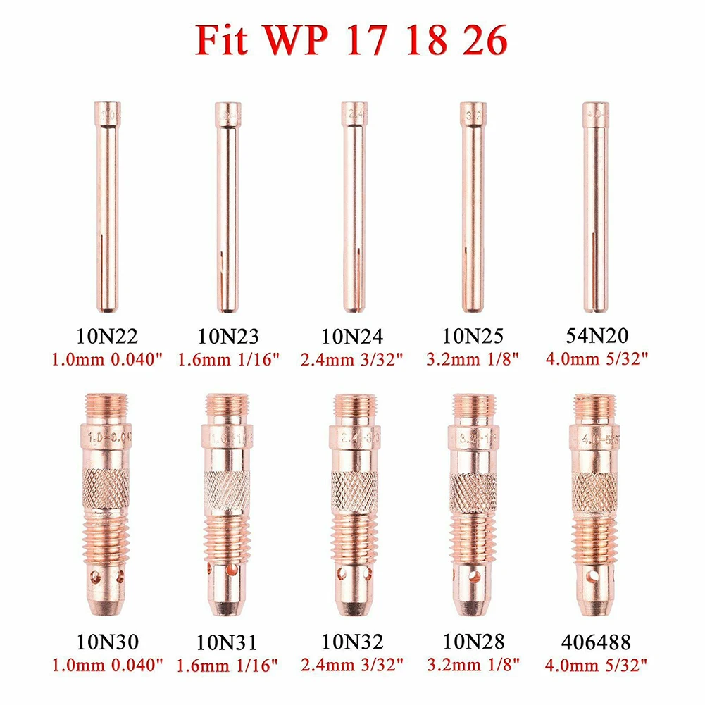 TIG Collet Body Torch Welding Connector 1.0/1.6/2.4/3.2/4.0mm WP17 WP18 WP26 Torch Welding Accessories
TIG Collet Body Torch Welding Connector 1.0/1.6/2.4/3.2/4.0mm WP17 WP18 WP26 Torch Welding Accessories