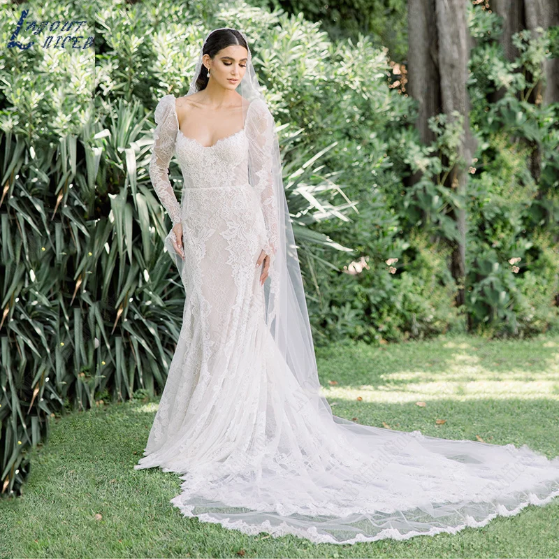 LAYOUT NICEB Luxury Mermaid Wedding Dresses Lace Gorgeous Long Sleeves Backless Bridal Gown Sweetheart Sweep Train فستان الزفاف
LAYOUT NICEB Luxury Mermaid Wedding Dresses Lace Gorgeous Long Sleeves Backless Bridal Gown Sweetheart Sweep Train فستان الزفاف