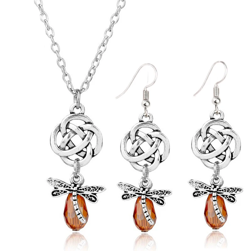 Punk Vintage Dragonfly Zircon Pendant Necklace Drop Earrings Jewelry Set Women Chinese Knot Crystal Jewelry Set Party Gifts
Punk Vintage Dragonfly Zircon Pendant Necklace Drop Earrings Jewelry Set Women Chinese Knot Crystal Jewelry Set Party Gifts