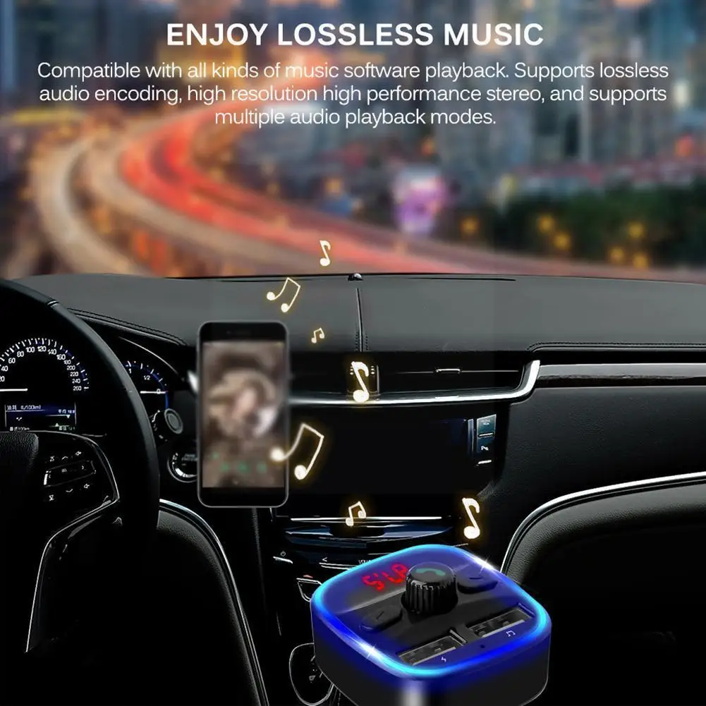 Blue LED light FM transmitter Bluetooth 5.0 Car MP3 max V5.0 Handsfree Dual 2.4A TF Support Car U-Disk Player card USB Char S4O2
Blue LED light FM transmitter Bluetooth 5.0 Car MP3 max V5.0 Handsfree Dual 2.4A TF Support Car U-Disk Player card USB Char S4O2