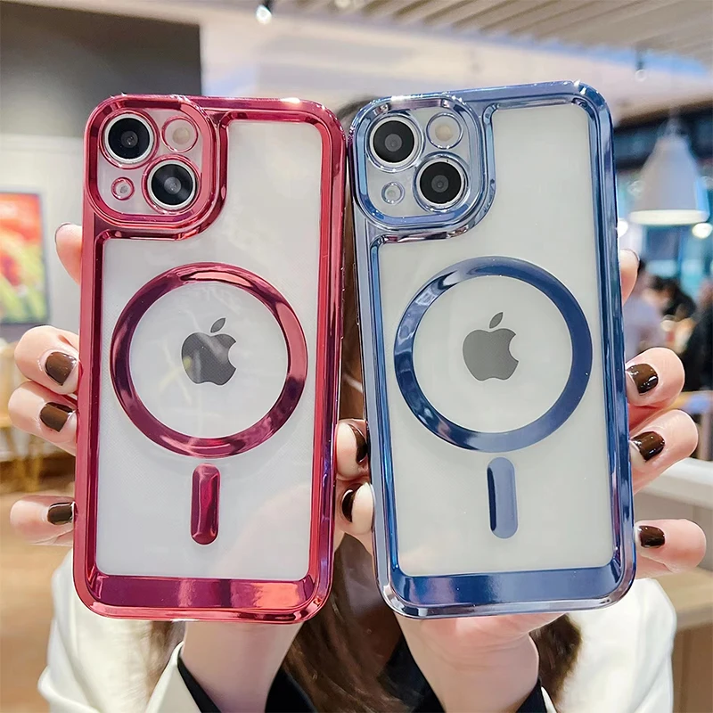 For Magsafe Plating Transparent Magnetic Wireless Charging Case for iPhone 13 12 11 Pro Max Soft Silicone Shockproof Back Cover
For Magsafe Plating Transparent Magnetic Wireless Charging Case for iPhone 13 12 11 Pro Max Soft Silicone Shockproof Back Cover