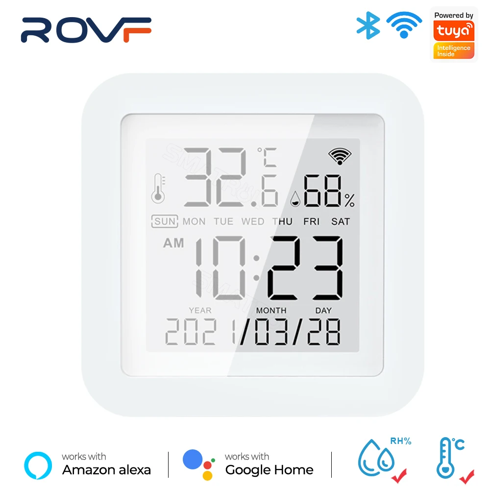 Tuya Wifi Smart Temperature And Humidity Sensor Indoor Hygrometer Thermometer Electronic LCD Display Support Alexa Google Home
Tuya Wifi Smart Temperature And Humidity Sensor Indoor Hygrometer Thermometer Electronic LCD Display Support Alexa Google Home