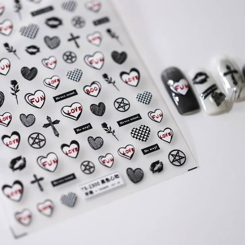 1 Sheet 5D Realistic Relief Black Heartbeat Cross Rose Lattice Love Adhesive Nail Art Stickers Decals Manicure Charms Suppliers
1 Sheet 5D Realistic Relief Black Heartbeat Cross Rose Lattice Love Adhesive Nail Art Stickers Decals Manicure Charms Suppliers