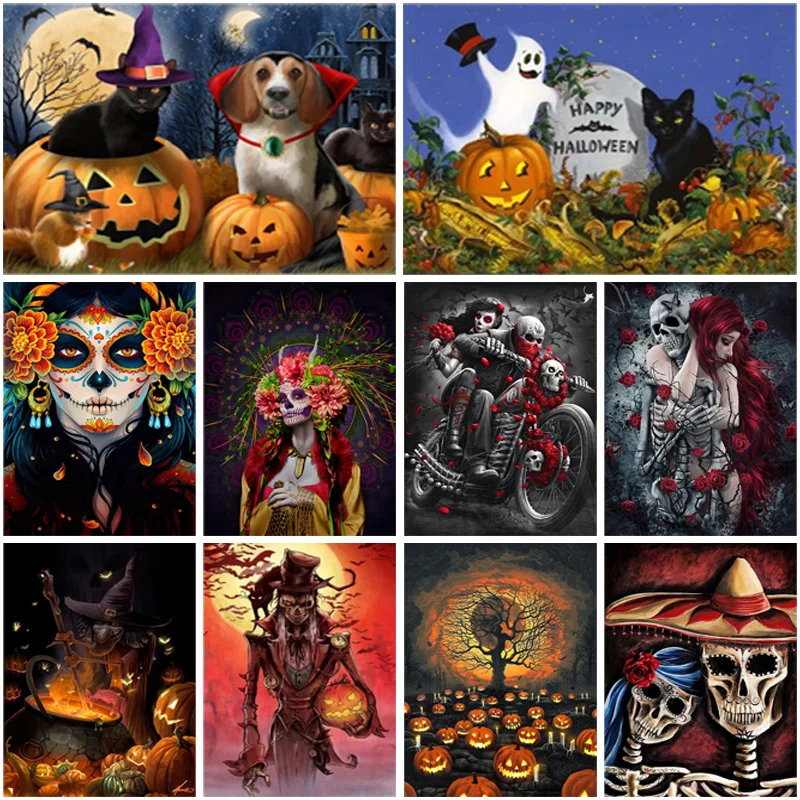 5D Full Round Diamond Painting Skeleton Pumpkin DIY Diamond Embroidery Mosaic Picture of Rhinestones Halloween Gift Home Decor 
5D Full Round Diamond Painting Skeleton Pumpkin DIY Diamond Embroidery Mosaic Picture of Rhinestones Halloween Gift Home Decor