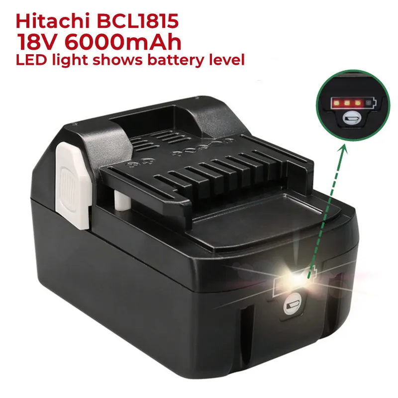 18V 6000mAh Li-ion Rechargeable Cordless Drill Power Tool battery for Hitachi BCL1815 EBM1830 BSL1840 Battery LED display
18V 6000mAh Li-ion Rechargeable Cordless Drill Power Tool battery for Hitachi BCL1815 EBM1830 BSL1840 Battery LED display