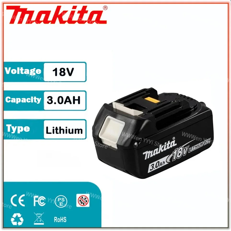 Makita 3.0Ah 18V Original Rechargeable Li-Ion Battery For BL1830 BL1815 BL1860 BL1840 194205-3 Replacement Power Tools Battery
Makita 3.0Ah 18V Original Rechargeable Li-Ion Battery For BL1830 BL1815 BL1860 BL1840 194205-3 Replacement Power Tools Battery