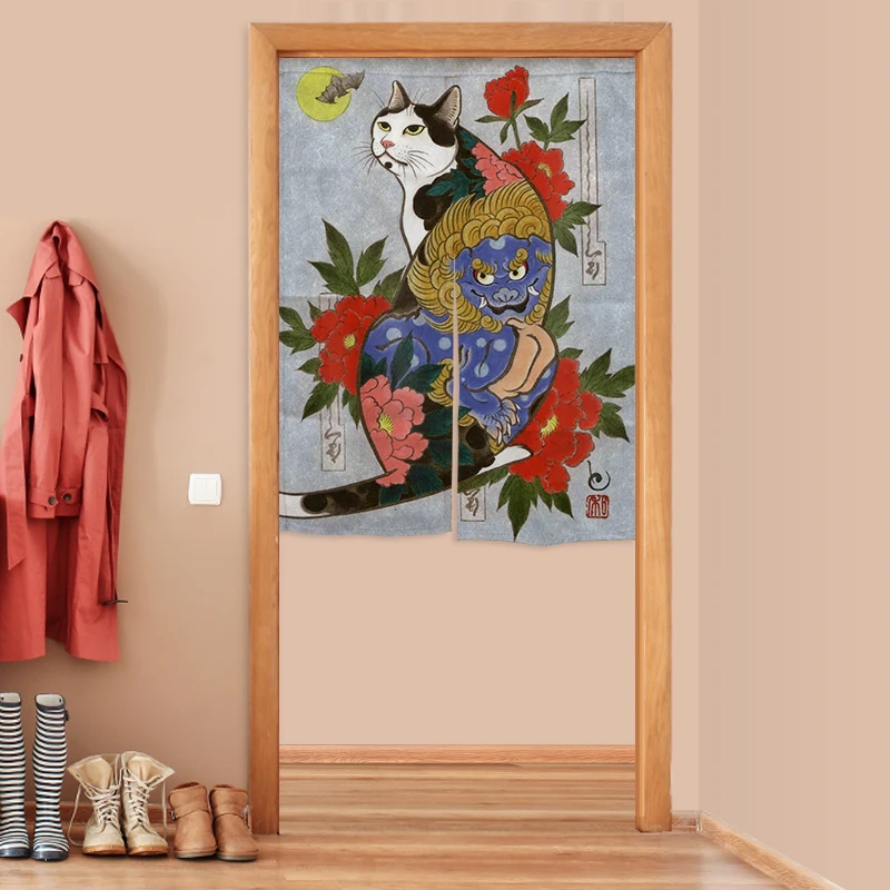 Noren Lucky Cat Pattern Winter Japanese Style Feng Shui Home Door Fringe Curtain Sushi Shop LivingRoom Bedroom Curtain Partition 
Noren Lucky Cat Pattern Winter Japanese Style Feng Shui Home Door Fringe Curtain Sushi Shop LivingRoom Bedroom Curtain Partition
