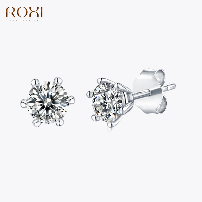 Женские серьги-гвоздики из серебра 0,5 пробы с муассанитом, 1,0/925 карат, 5 мм 
Женские серьги-гвоздики из серебра 0,5 пробы с муассанитом, 1,0/925 карат, 5 мм