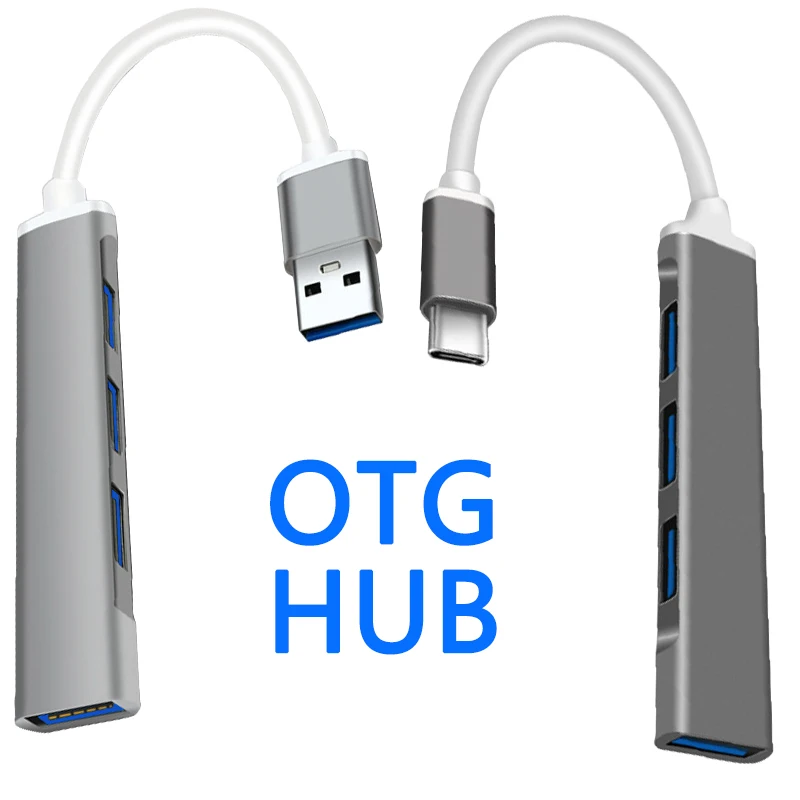 4 в 1 Otg концентратор UB/TC мульти разветвитель адаптер USB3.0 * + USB2.0 3 0 алюминиевый