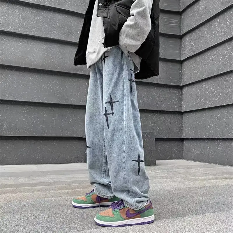 

Street Men's Y2k Denim Trousers Baggy Jeans Streetwear Loose Pants Kpop Clothes Hip Hop Trendyol Harajuku Vintage Man Clothing