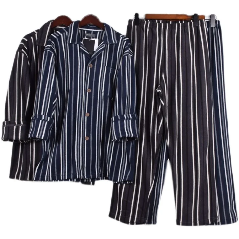 New spring autumn and winter men's pajamas cardigan striped polar fleece double-sided fleece thickened soft sleepwear for men
New spring autumn and winter men's pajamas cardigan striped polar fleece double-sided fleece thickened soft sleepwear for men
