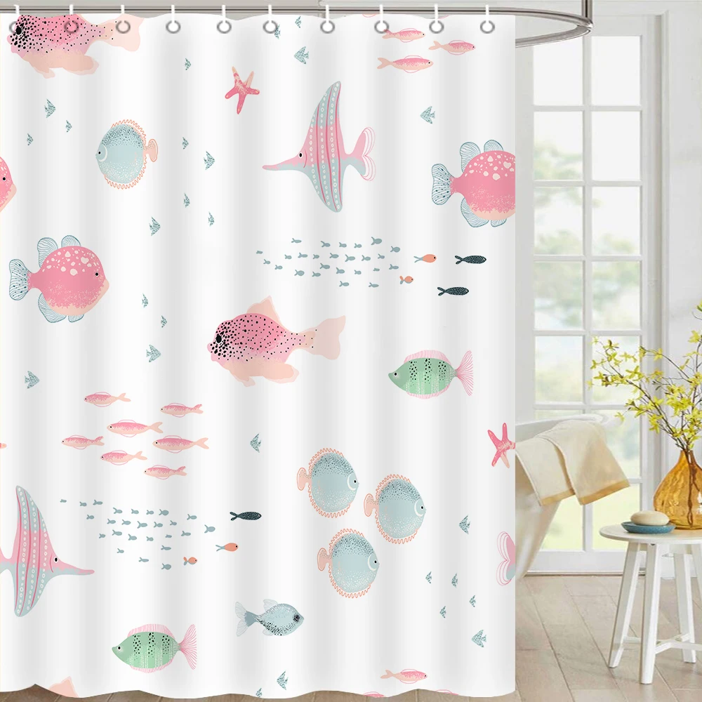 Cartoon Fish Shell Starfish Shower Curtains Ocean Life Children's Bathroom Decor Cloth Curtain Set Waterproof Bath Screens
Cartoon Fish Shell Starfish Shower Curtains Ocean Life Children's Bathroom Decor Cloth Curtain Set Waterproof Bath Screens