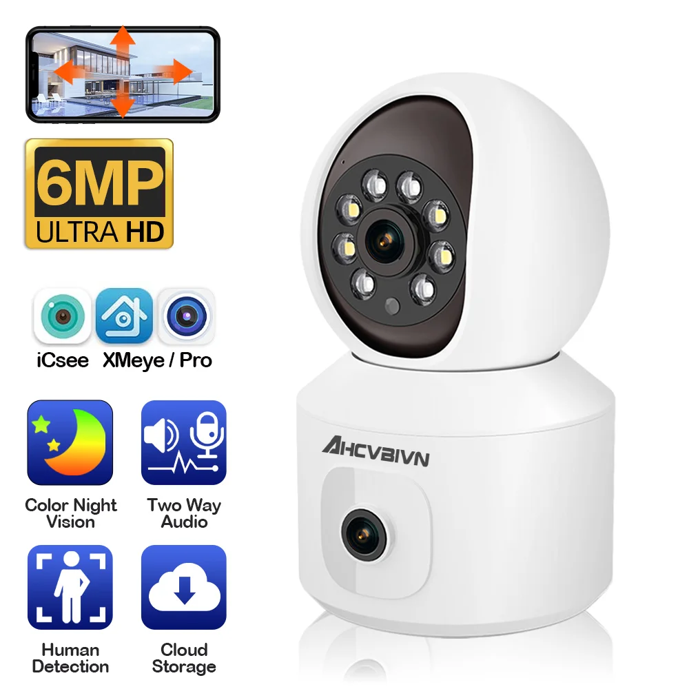 6MP 3K WIFI Camera Home Security Indoor Surveillance Camera Baby Pet Monitor Auto Tracking Dome Wireless PTZ IP Camera 4MP ICsee
6MP 3K WIFI Camera Home Security Indoor Surveillance Camera Baby Pet Monitor Auto Tracking Dome Wireless PTZ IP Camera 4MP ICsee