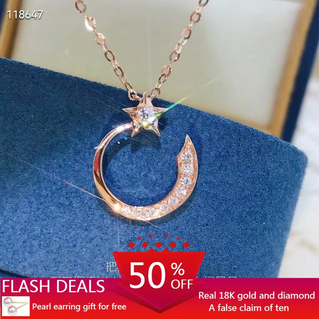 

18K Gold Real Full Diamond 18 Karat Gold Diamond Star Nail Necklace Pendants Joyas De Oro 18k Verdadero Womens Jewelry Gifts