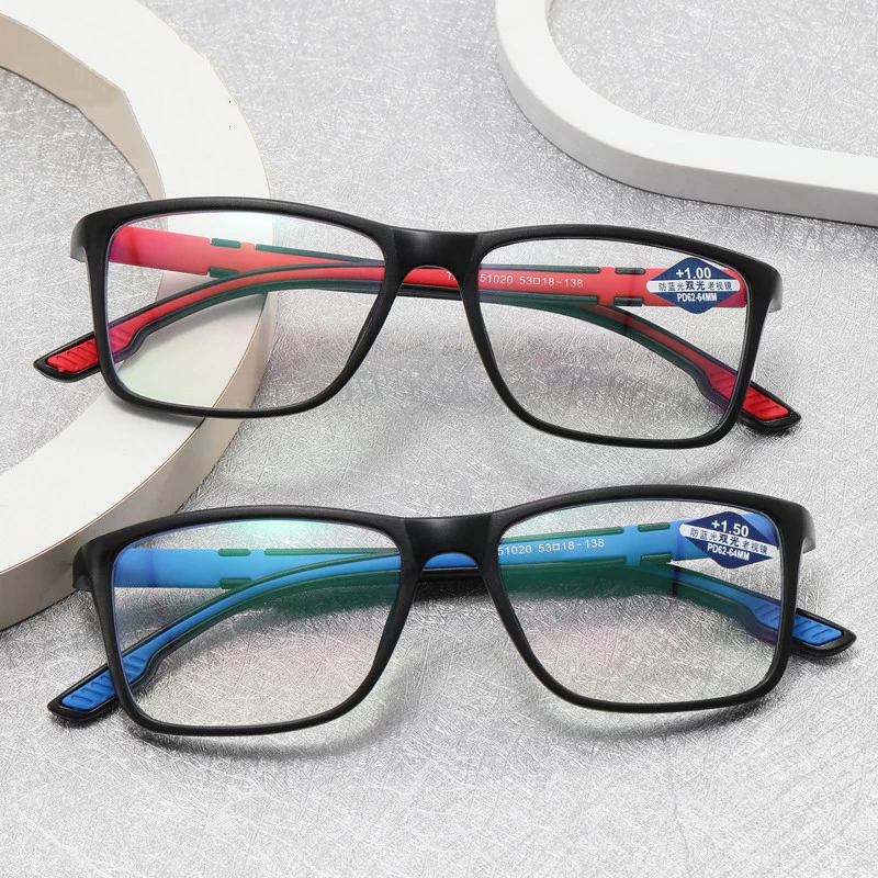 

Бифокальные очки для чтения, мужские винтажные квадратные спортивные очки TR90 для дальнозоркости, очки с защитой от синего света, от дальнозоркости от + 1,0 до + 4,0