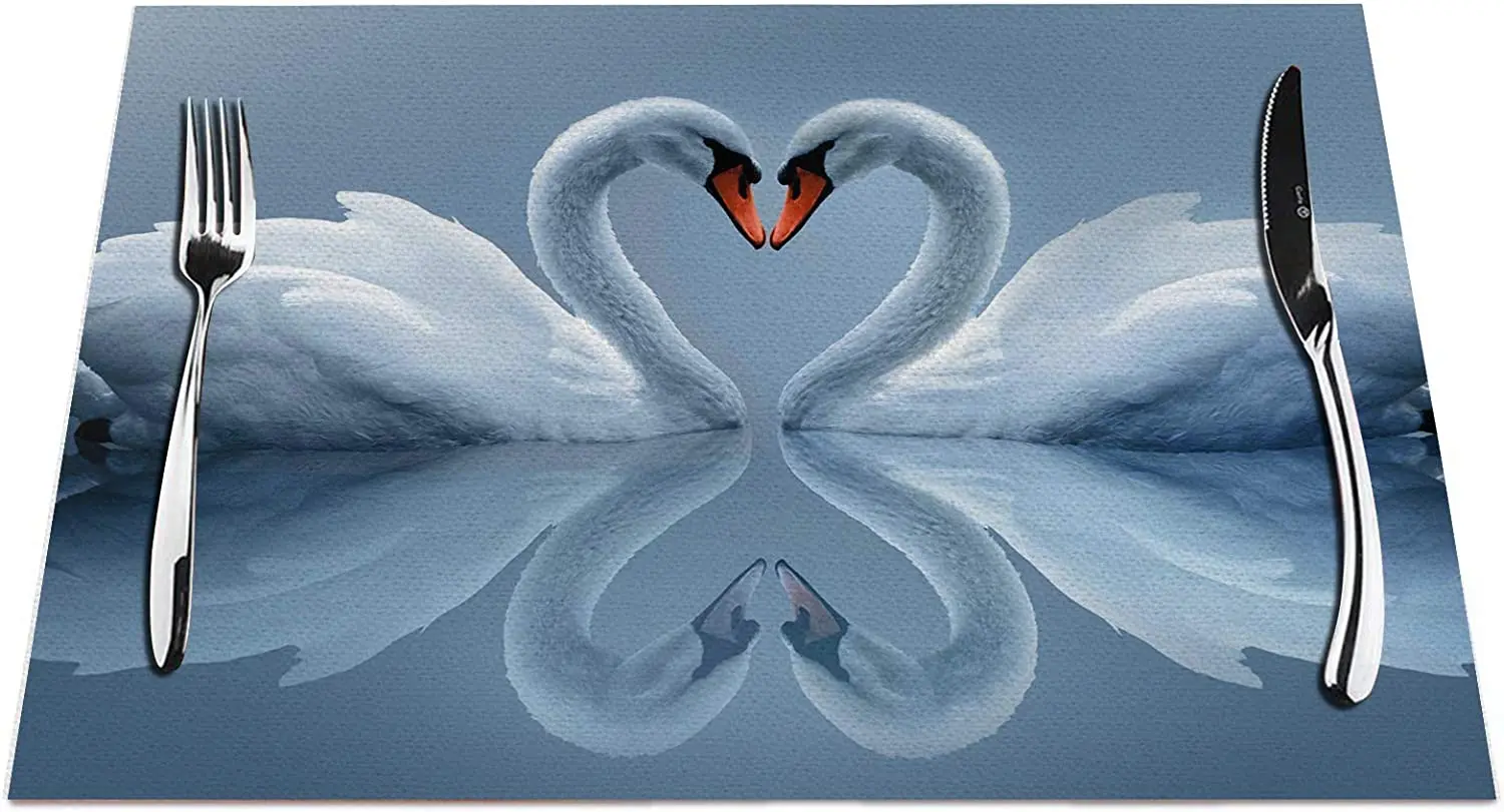 White Swans Placemats Set of 4, White Swans Love Heart Placemats Heat Resistant for Dining Table Non-Slip 18x12 Inches
White Swans Placemats Set of 4, White Swans Love Heart Placemats Heat Resistant for Dining Table Non-Slip 18x12 Inches