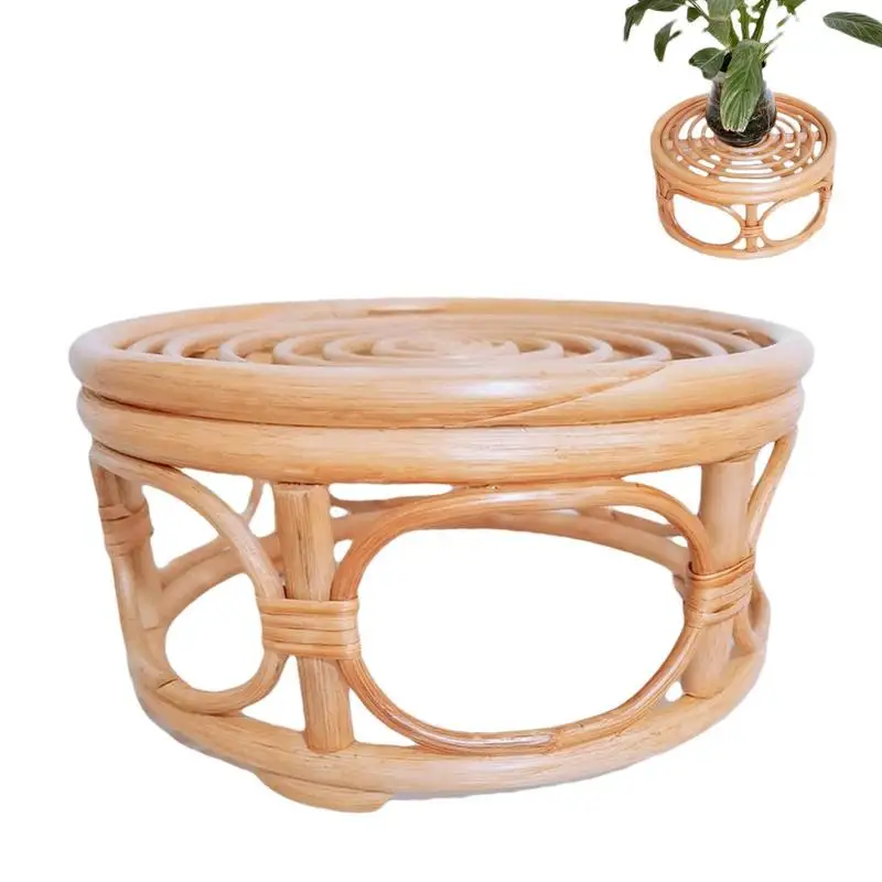 

Short Plant Stand Woven Rattan Heavy Duty Potted Holder Flower Stands Round Pot Supports For Cacti Succulents Flowers