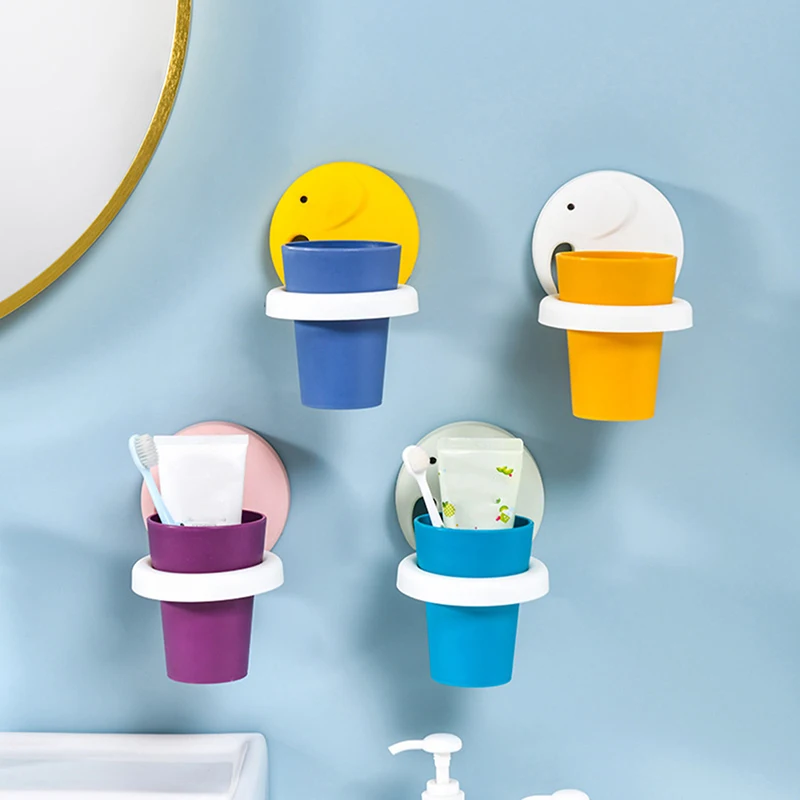 

Kids Toothbrush Holder Wall Mount Paste Baby Toothbrushing Cup Safe Non-toxic Wash Cup Strong Anti-Fall Bathroom Supplies