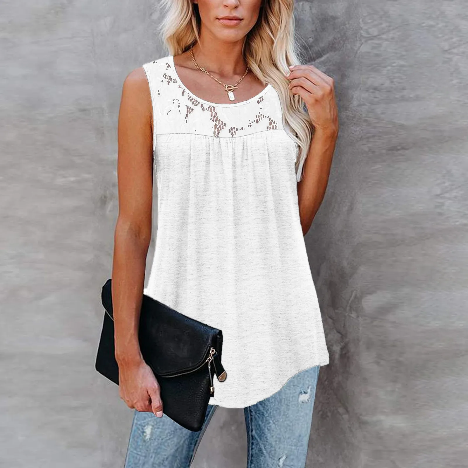 Summer Women's Hollow Out Shirt Sleeveless Lace Active Tank Tops Ruffle Loose Tunic Blouse Streetwear Tops Female Clothing Blusa
Summer Women's Hollow Out Shirt Sleeveless Lace Active Tank Tops Ruffle Loose Tunic Blouse Streetwear Tops Female Clothing Blusa