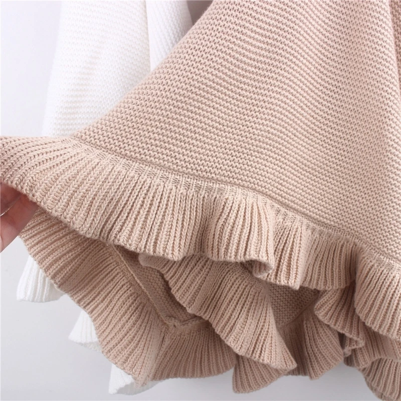 

Pure Cotton Knit Baby Blanket Soft Neutral Swaddle Receiving Crib Blankets