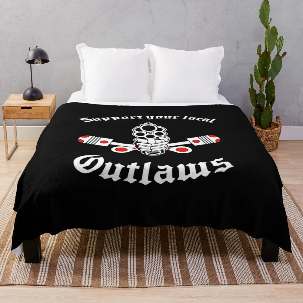 

Outlaw mc Support Gift Halloween Day, Thanksgiving, Christmas Day Throw Blanket Fleece Fabric