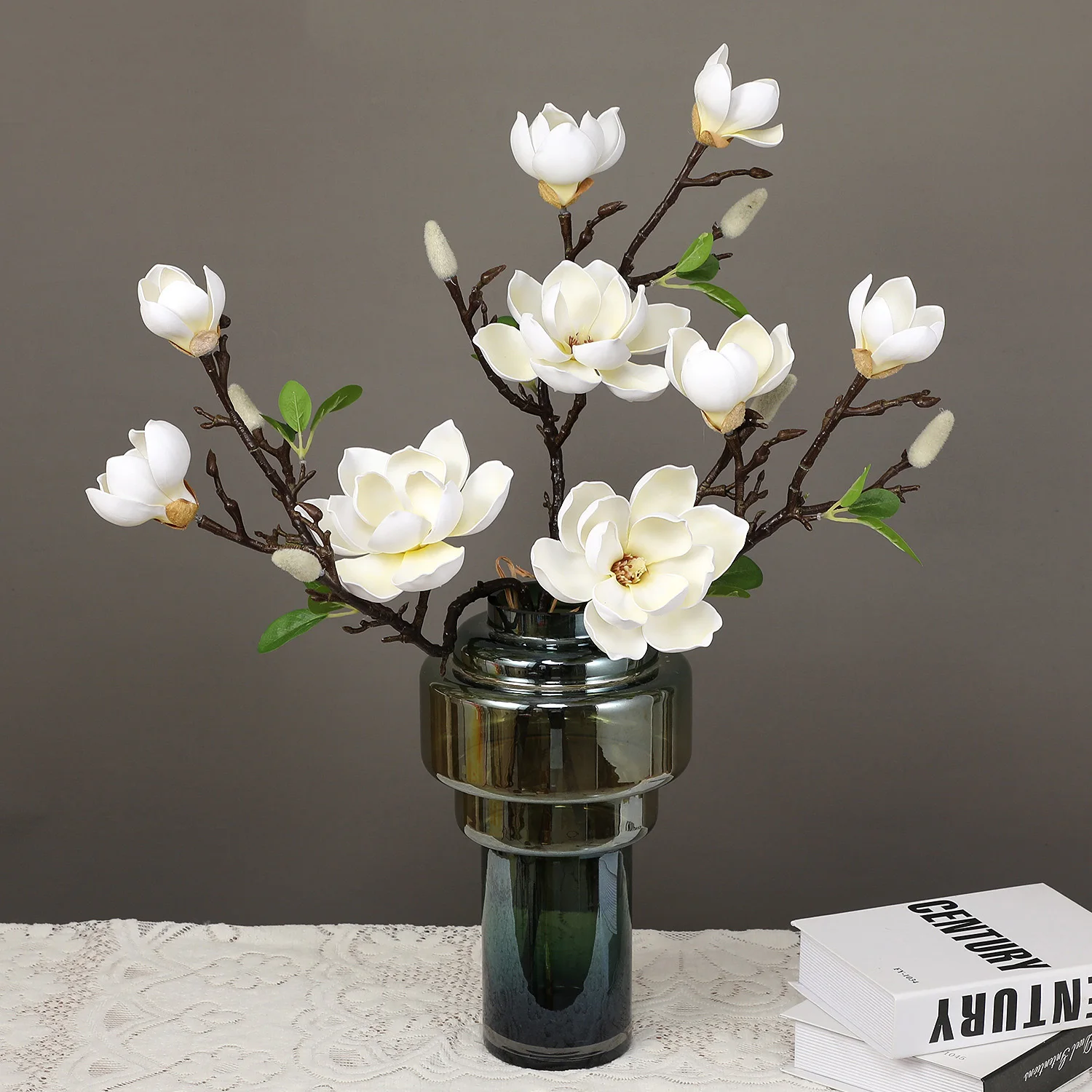 

2Pcs Simulation Feel EVA Magnolia Artificial Flowers Living Room Table Decoration Floral Home Wedding Decor PU Flower Orchid