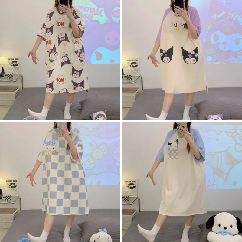 Sanrios Kuromi Cinnamoroll Хлопковая пижама аниме милая летняя ночная рубашка Kawaii Домашняя одежда Удобная и приятная для кожи
Sanrios Kuromi Cinnamoroll Хлопковая пижама аниме милая летняя ночная рубашка Kawaii Домашняя одежда Удобная и приятная для кожи