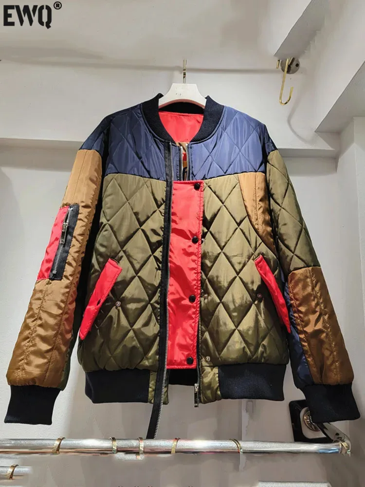 

Комбинезон [EWQ] контрастный однобортный на молнии с карманами и воротником-стойкой, базовый жакет, верхняя одежда, теплое пальто, зима 2023, U5830