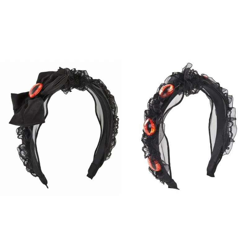 Готическая повязка на голову, готический головной убор, панк, Хэллоуин, повязка на голову «злые глаза» для женщин, черная повязка на голову в стиле "Лолита", плиссированная повязка на голову 
Готическая повязка на голову, готический головной убор, панк, Хэллоуин, повязка на голову «злые глаза» для женщин, черная повязка на голову в стиле "Лолита", плиссированная повязка на голову