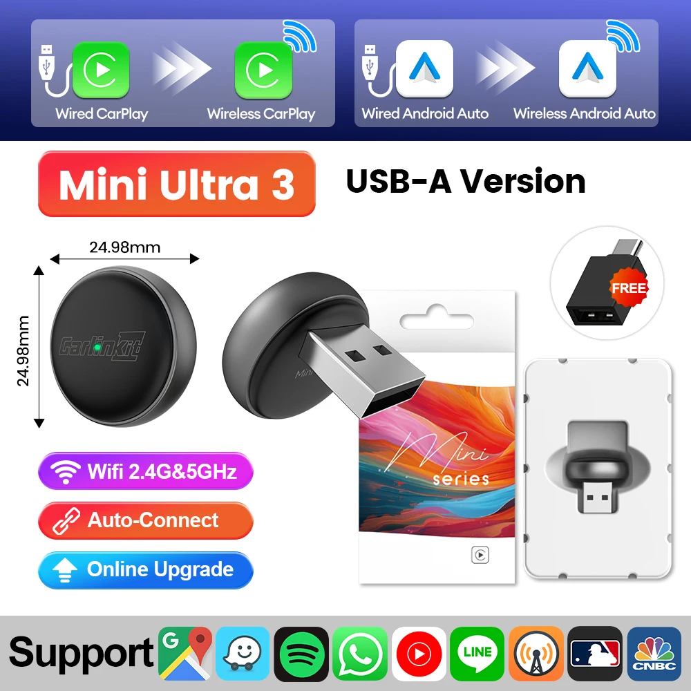 Беспроводной Адаптер Carlinkit 2-в-1: Преобразует Проводной CarPlay В Беспроводной, Plug & Play, USB Type-C
Беспроводной Адаптер Carlinkit 2-в-1: Преобразует Проводной CarPlay В Беспроводной, Plug & Play, USB Type-C