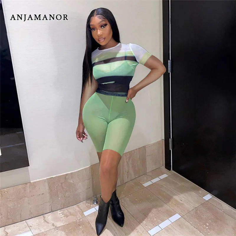 ANJAMANOR 2022 Summer Two Piece Set Women Top and Pants Sexy Club Outfits Print Sheer Mesh 2 Piece Biker Shorts Set D87-BF15
ANJAMANOR 2022 Summer Two Piece Set Women Top and Pants Sexy Club Outfits Print Sheer Mesh 2 Piece Biker Shorts Set D87-BF15