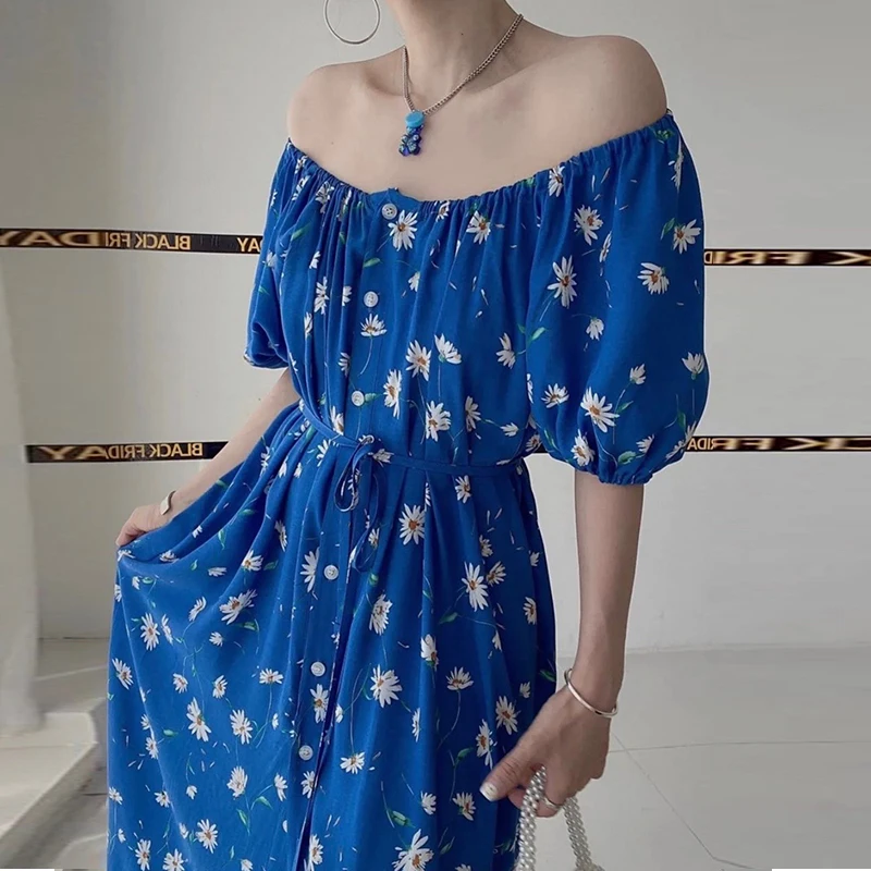VANOVICH Korean Style Summer Elegant Slash Neck Belt Waist Puff Sleeves Fashion Print Dress Women Temperament Folds A-LINE Dress
VANOVICH Korean Style Summer Elegant Slash Neck Belt Waist Puff Sleeves Fashion Print Dress Women Temperament Folds A-LINE Dress