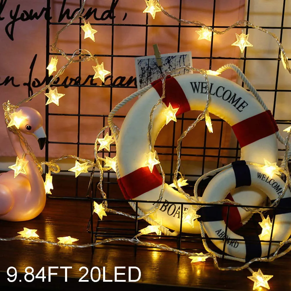 

Рождественская светильник рлянда со звездами, Мерцающая на батарейках, 20 светодиодов, сказочные гирлянды, лампа для свадьбы, Хэллоуина, дом...