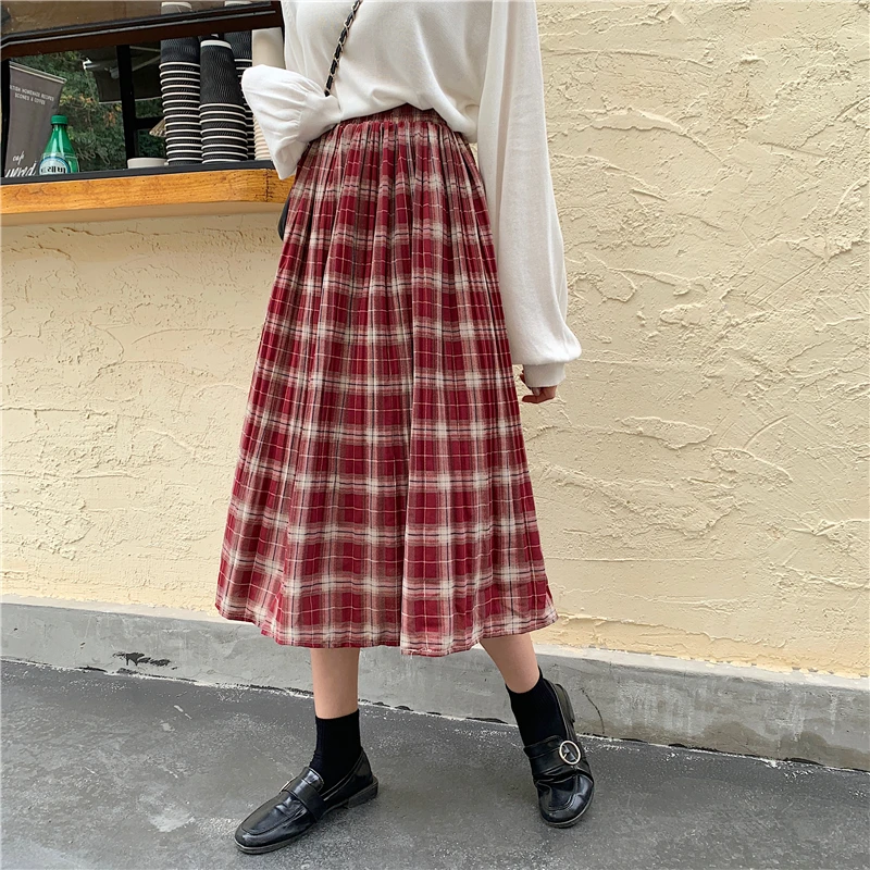ZOKI Fashion Plaid Women Midi Skirt High Waist New 2022 Spring Red A Line Elegant Korean Black Female Long Pleated Skirts
ZOKI Fashion Plaid Women Midi Skirt High Waist New 2022 Spring Red A Line Elegant Korean Black Female Long Pleated Skirts