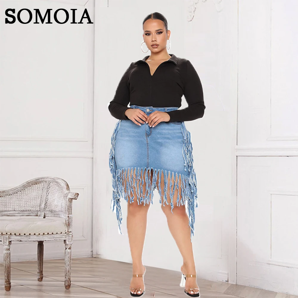 Plus Size Woman Skirts Clothing 2022 Summer Casual Slim Fit Denim Mini Tassel Beach Party Commuter Skirt Wholesale Dropshipping
Plus Size Woman Skirts Clothing 2022 Summer Casual Slim Fit Denim Mini Tassel Beach Party Commuter Skirt Wholesale Dropshipping