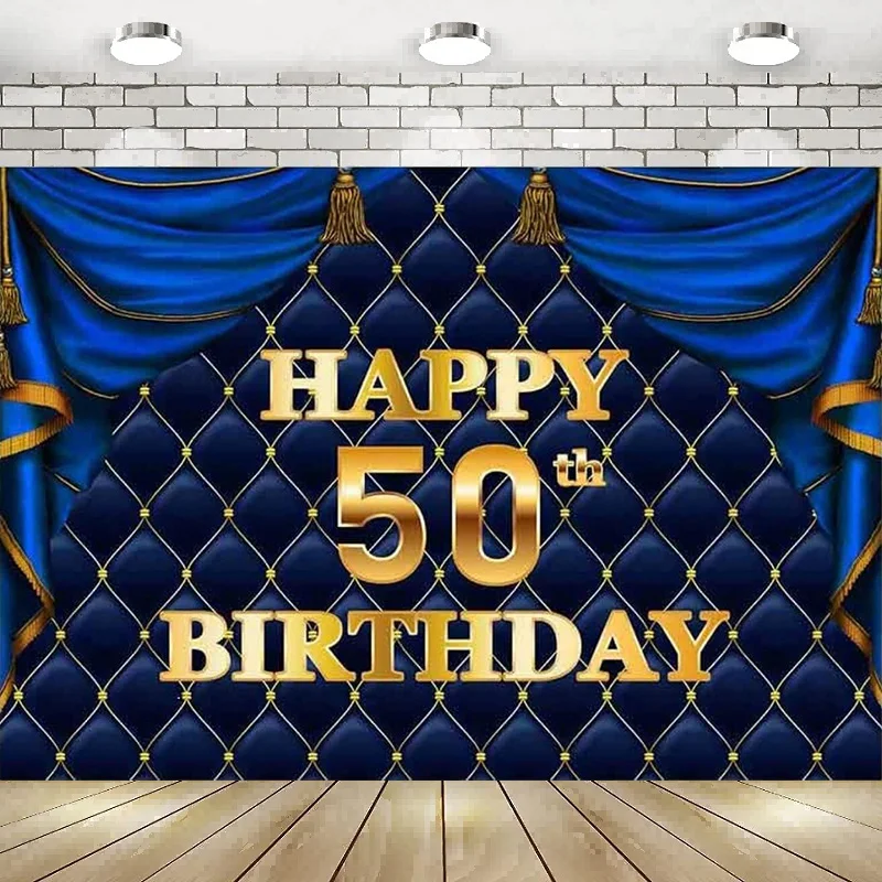 Gold Happy 50th Birthday Backdrop Banner for Men Women Blue Curtain Tufted Background For Birthday Party Cake Table Decorations
Gold Happy 50th Birthday Backdrop Banner for Men Women Blue Curtain Tufted Background For Birthday Party Cake Table Decorations