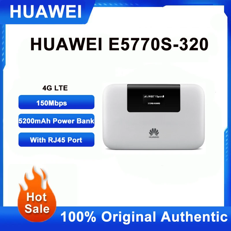 

Разблокированный Мобильный Wi-Fi роутер Huawei, 150 Мбит/с, ретранслятор сигнала, 4G LTE, карманный MiFi с портом RJ45, внешний аккумулятор 5200 мАч