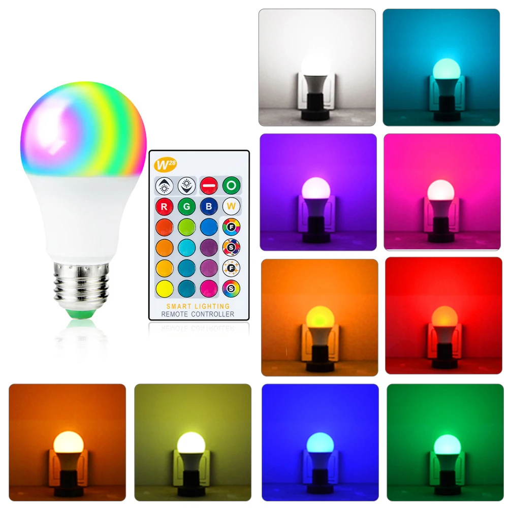 

RGB E27 Remote Control Bulb 85-265V 5W 10W 15W Dimmable Smart Infrared Remote Control Bulb Lighting Bulb LED Bulb Color Changing