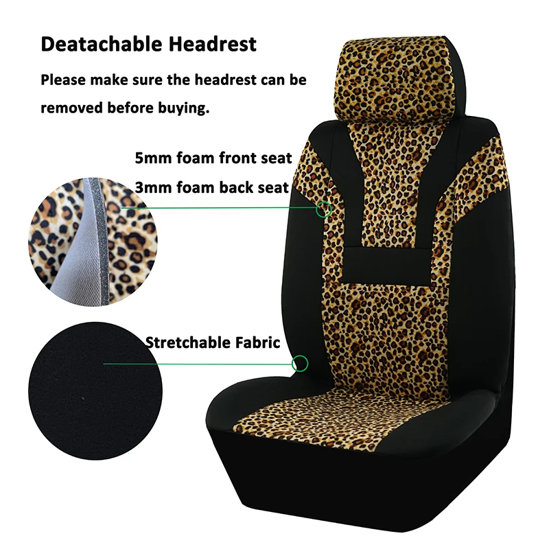 Leopard Print Car Seat Cover Car Accessories Interior Woman Airbag Compatible Universal Fits for Most Cars SUV Truck 5mm Sponge
Leopard Print Car Seat Cover Car Accessories Interior Woman Airbag Compatible Universal Fits for Most Cars SUV Truck 5mm Sponge