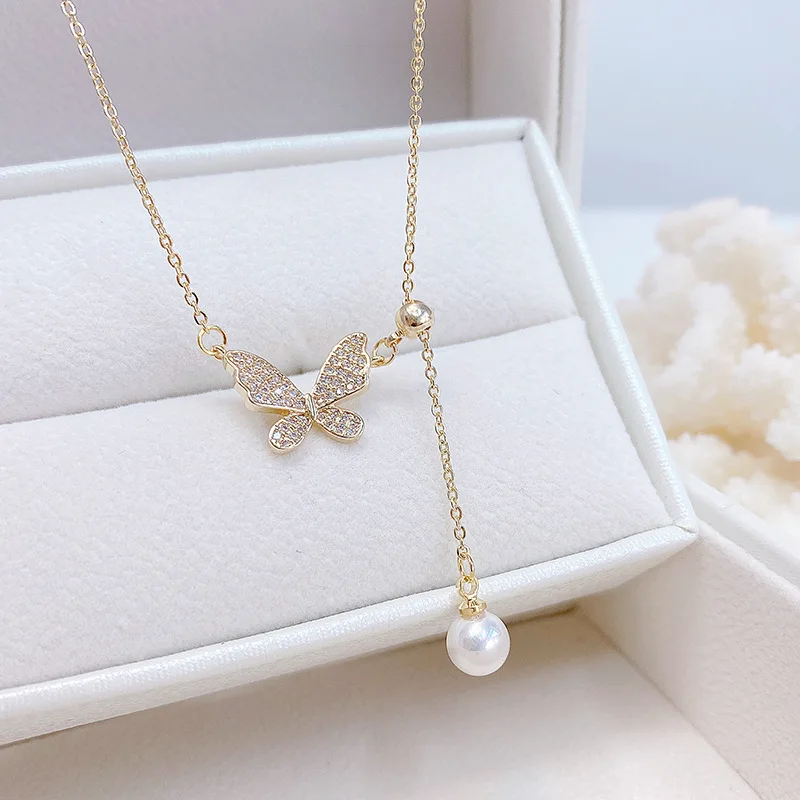 Korean Version of The Butterfly Necklace for Women Round Zircon Pearl Collarbone Choker Chain Fashion Girl Jewelry Accessories
Korean Version of The Butterfly Necklace for Women Round Zircon Pearl Collarbone Choker Chain Fashion Girl Jewelry Accessories