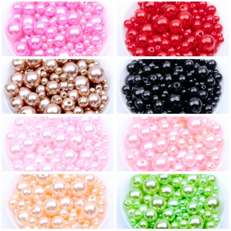 

Loose Balls 500g 3-12mm straight holes round imitation plastic pearl beads for jewelry accessories Beads & Jewelry Making