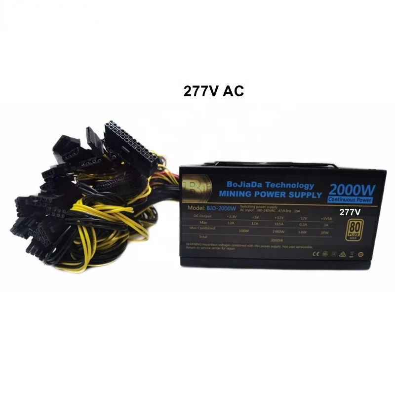 Rated 2000W 277V Power Supply ATX 24Pin PSU 80 Gold Plus For 8 Pieces Graphics Card in stock
Rated 2000W 277V Power Supply ATX 24Pin PSU 80 Gold Plus For 8 Pieces Graphics Card in stock