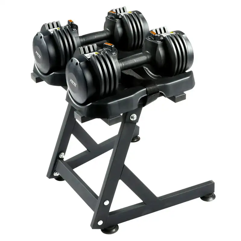 10-30lb Quick Select Adjustable Dumbbell Pair with Dumbbell Stand Combo
10-30lb Quick Select Adjustable Dumbbell Pair with Dumbbell Stand Combo